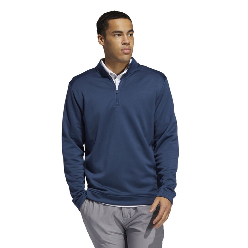 Adidas Navy Blue Quarter Zip Up Pullover Golf Layering Golfing Sweatshirt‎ Top